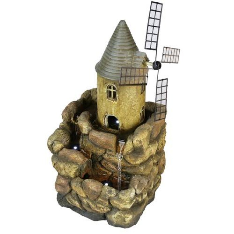 17.7in 3-Tiered Resin Rock&Castle Lighthouse W...