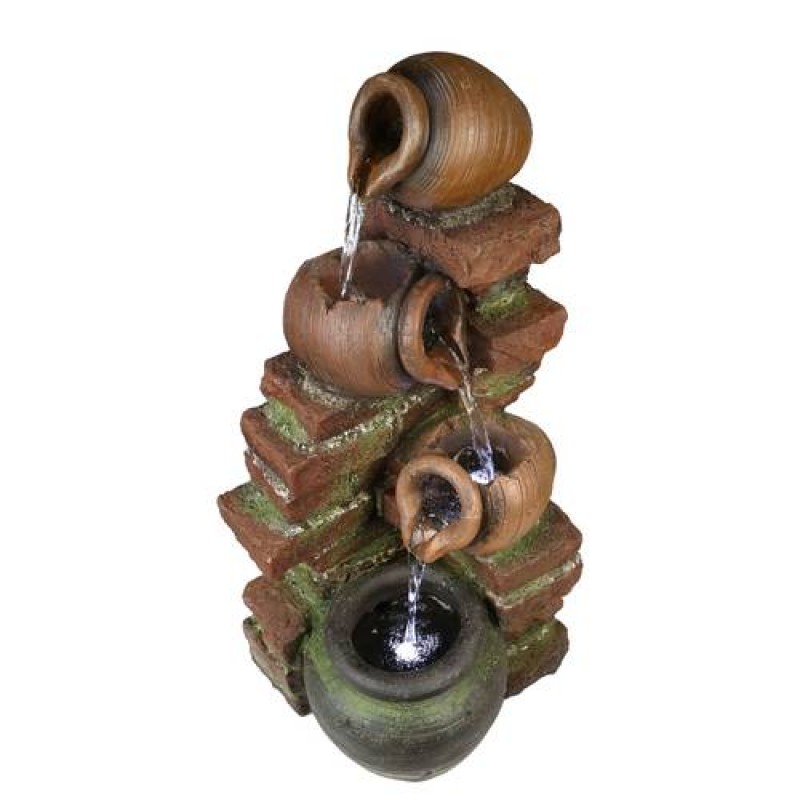 23.6” H 4 Jars Garden Water Fountain, Resin Wate...