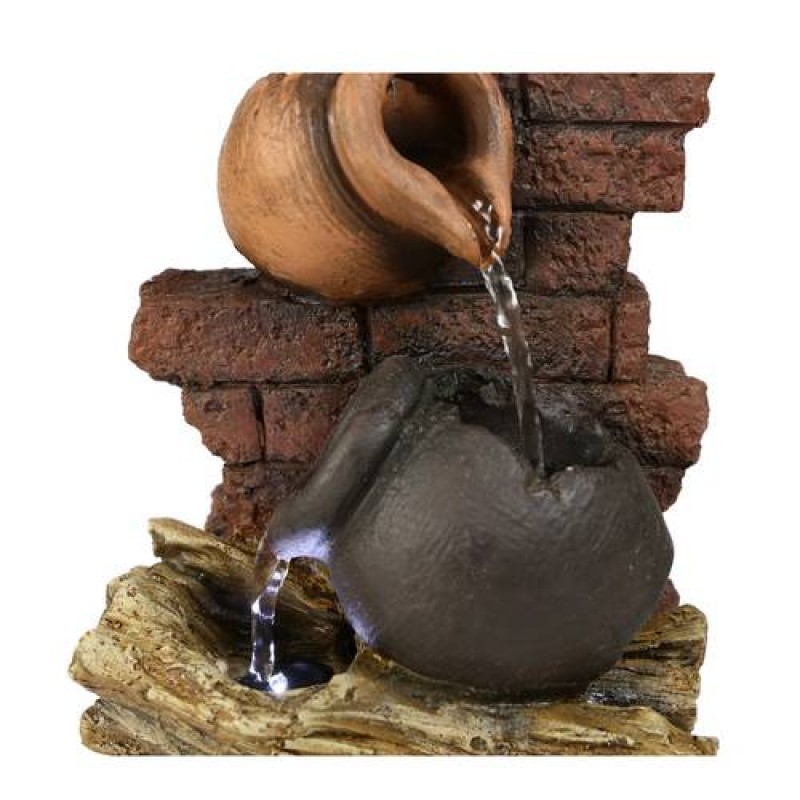 10.8” H 3 Jars Indoor Waterfall Fountain, Relaxation Waterfall Fountain with LED Light and Submersible Pump