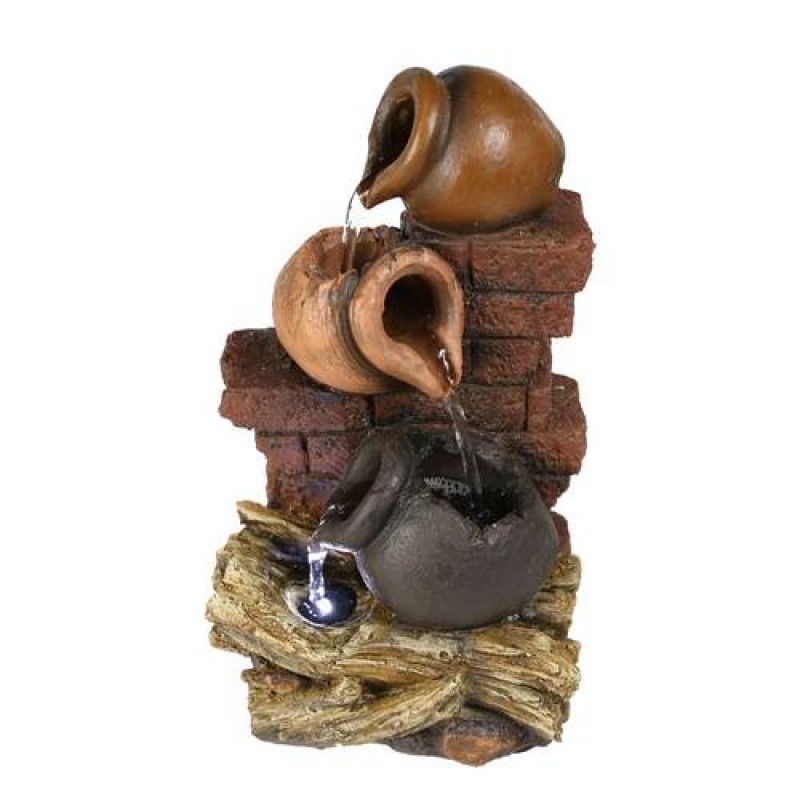 10.8” H 3 Jars Indoor Waterfall Fountain, Relaxa...