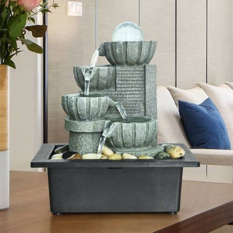 11" H Soothing Cascading Tabletop Fountain fo...