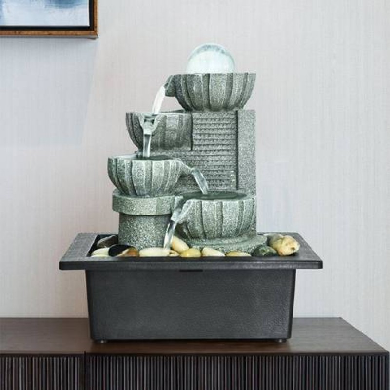 11" H Soothing Cascading Tabletop Fountain for Office and Home Decor