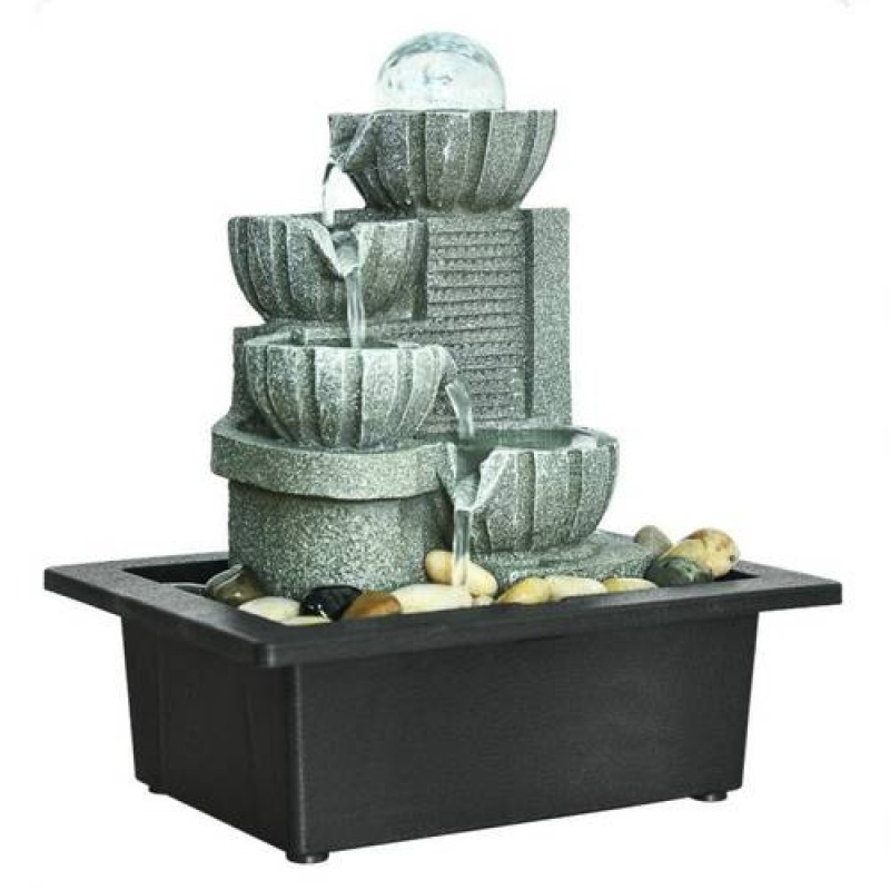 11" H Soothing Cascading Tabletop Fountain for Office and Home Decor