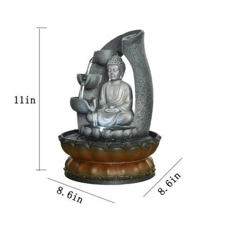 11in Buddha Tabletop Water Fountain for Home Decoration with LED Light