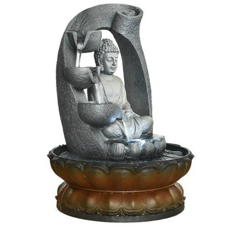 11in Buddha Tabletop Water Fountain for Home Decoration with LED Light