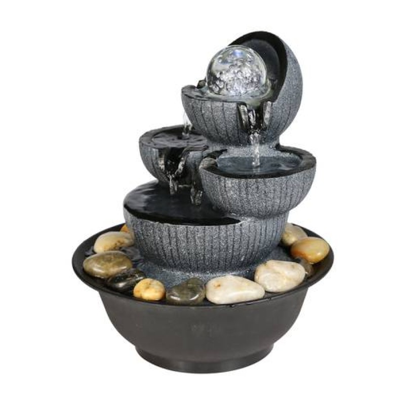 10.6in Tabletop Fountain Indoor Water Fountain with LED Light for Home Decor