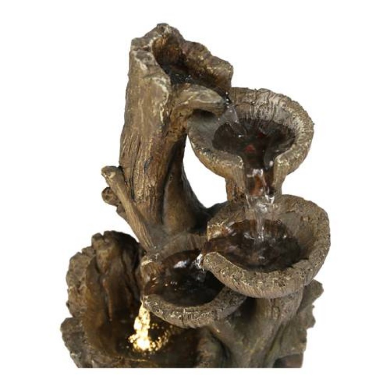 10.8inches high Indoor Desktop Woodland Tree Trunk Fountain with LED Light