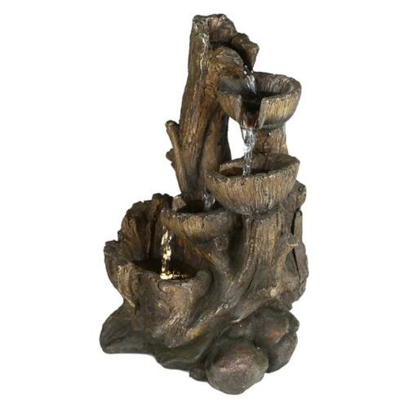 10.8inches high Indoor Desktop Woodland Tree Trunk Fountain with LED Light