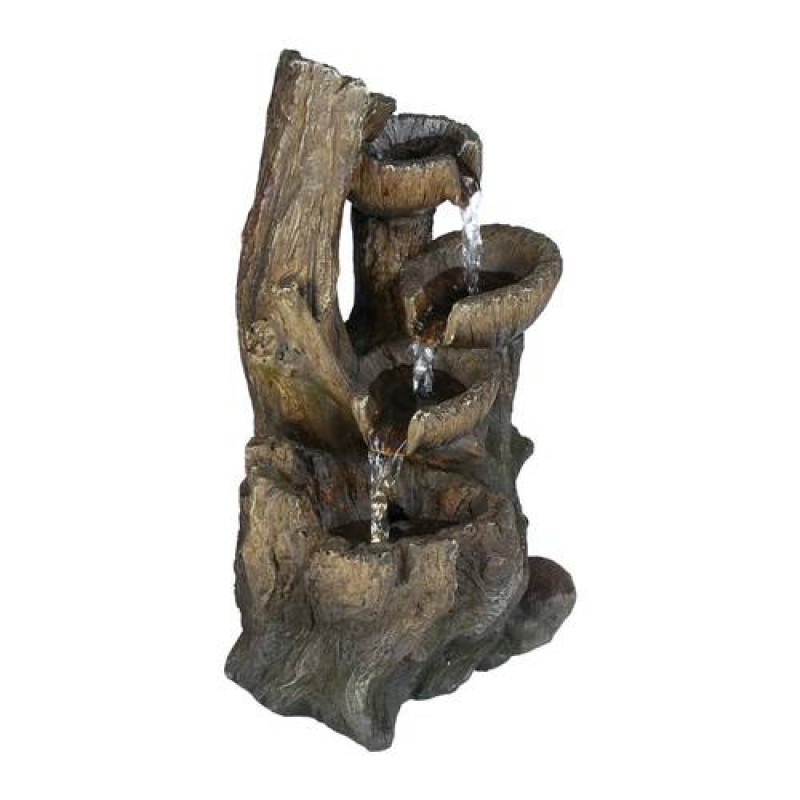 10.8inches high Indoor Desktop Woodland Tree Trunk Fountain with LED Light