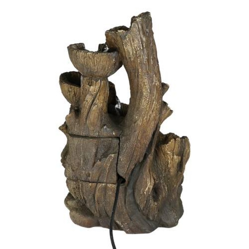 10.8inches high Indoor Desktop Woodland Tree Trunk Fountain with LED Light